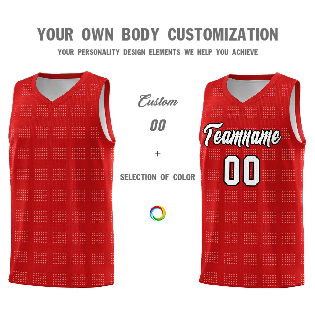 Custom Red White Trailblazer Dot Pattern Sports Uniform Basketball Jersey