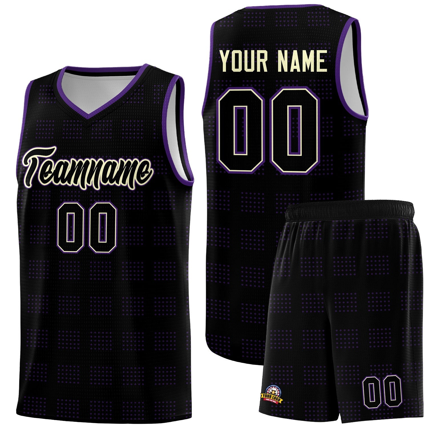 Custom Black Purple Trailblazer Dot Pattern Sports Uniform Basketball Jersey