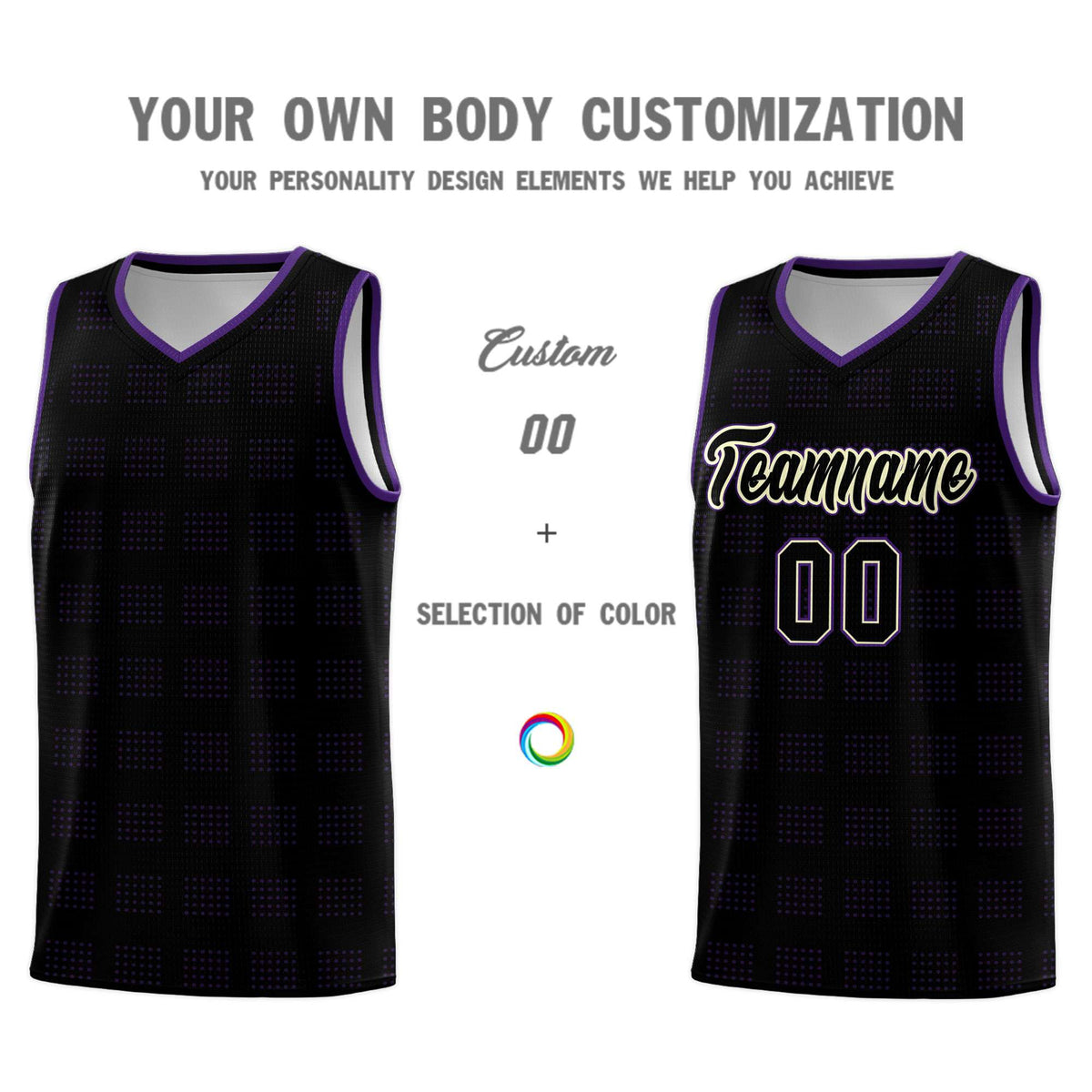 Custom Black Purple Trailblazer Dot Pattern Sports Uniform Basketball Jersey