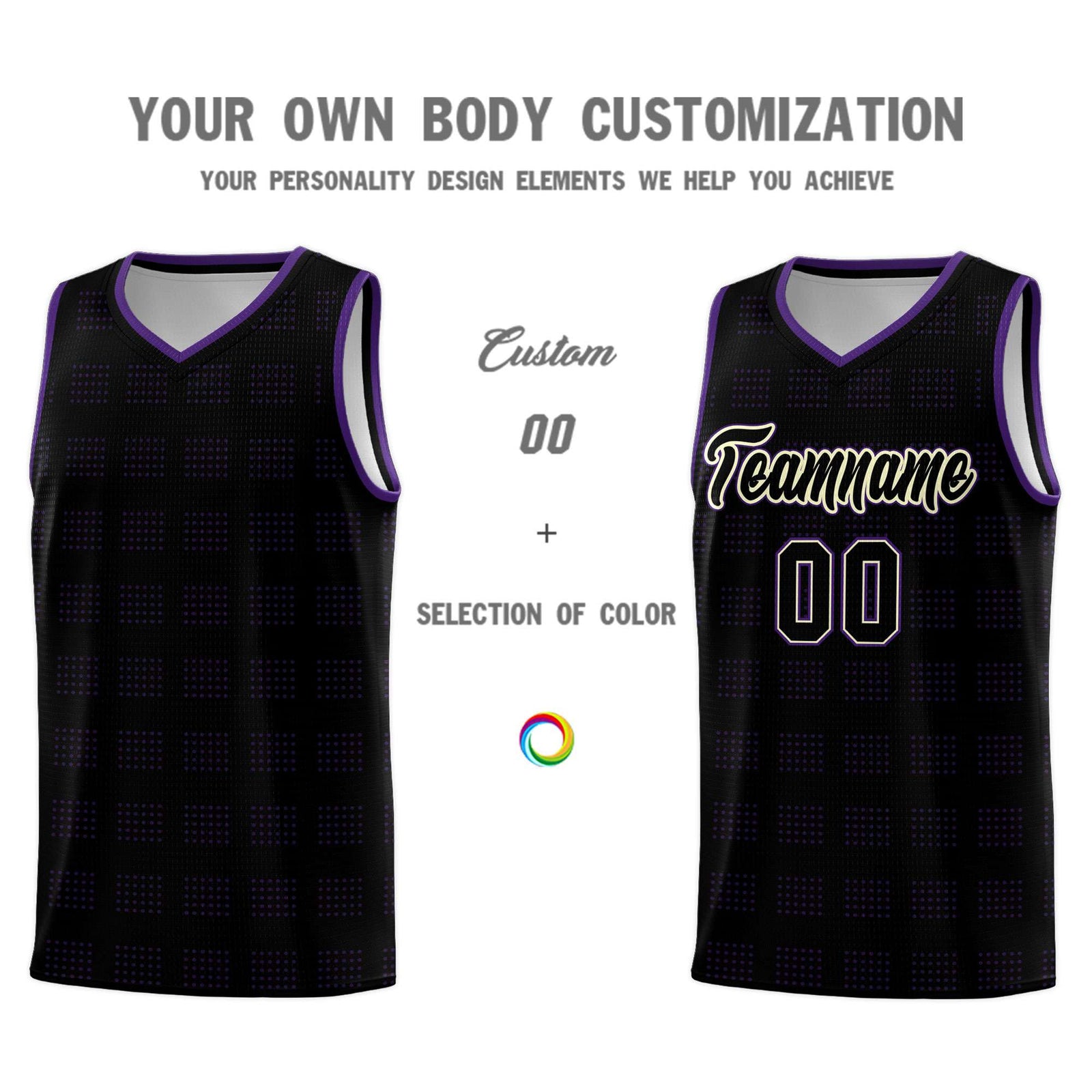 Custom Black Purple Trailblazer Dot Pattern Sports Uniform Basketball Jersey