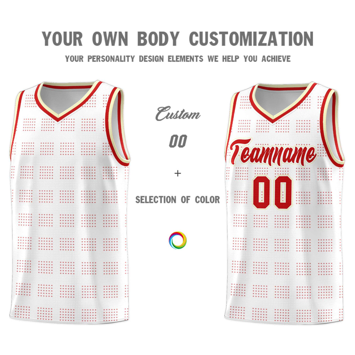 Custom White Red Trailblazer Dot Pattern Sports Uniform Basketball Jersey