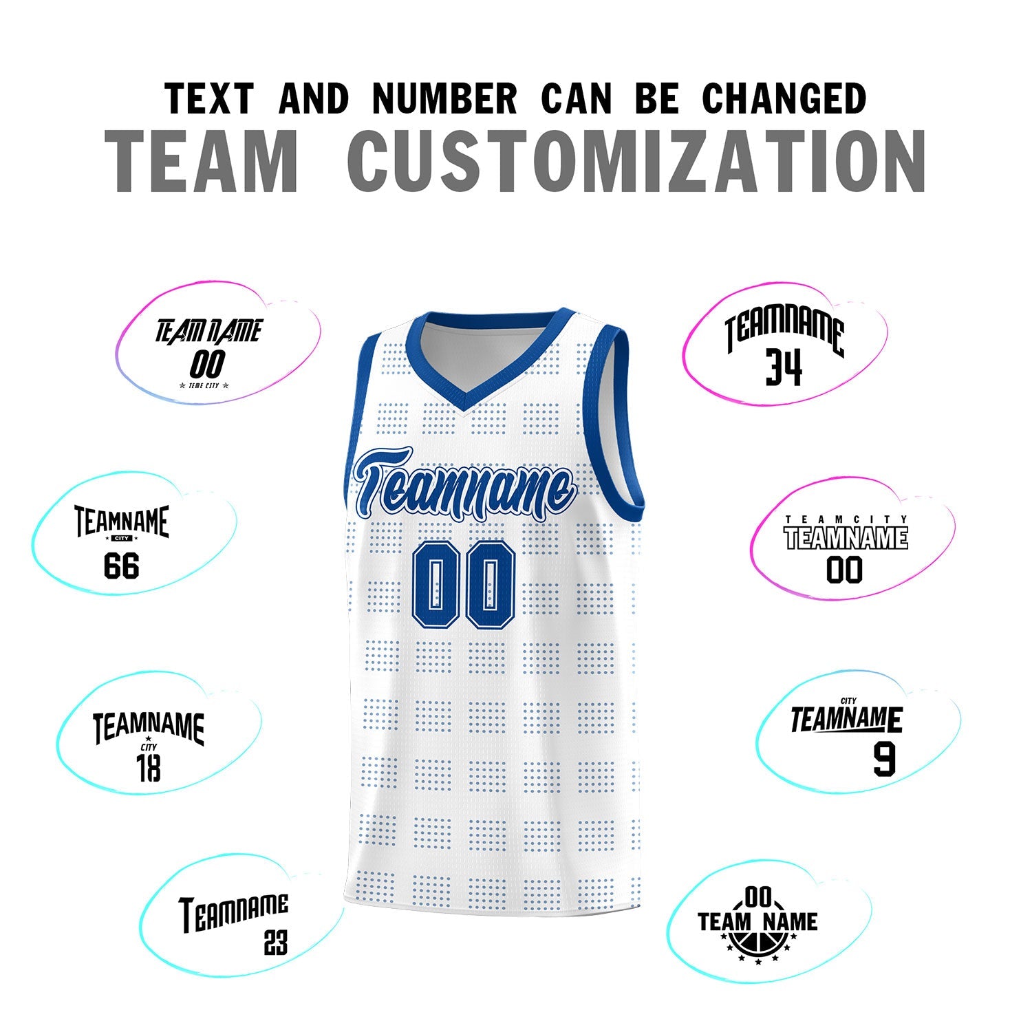Custom White Royal Trailblazer Dot Pattern Sports Uniform Basketball Jersey
