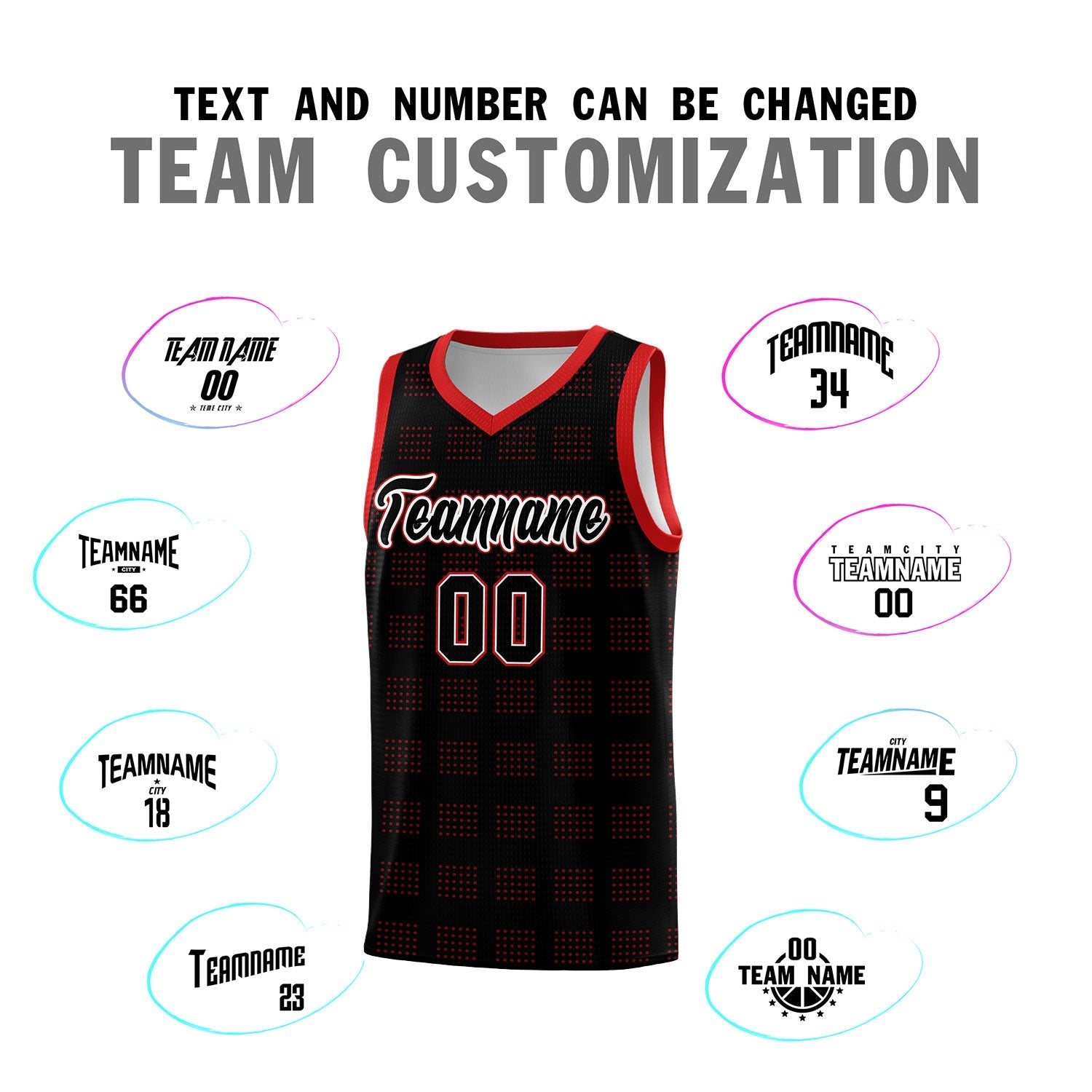 Custom Black Red Trailblazer Dot Pattern Sports Uniform Basketball Jersey