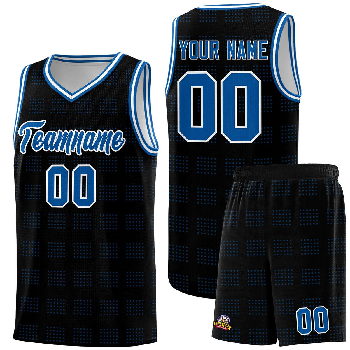 Custom Black Royal Trailblazer Dot Pattern Sports Uniform Basketball Jersey