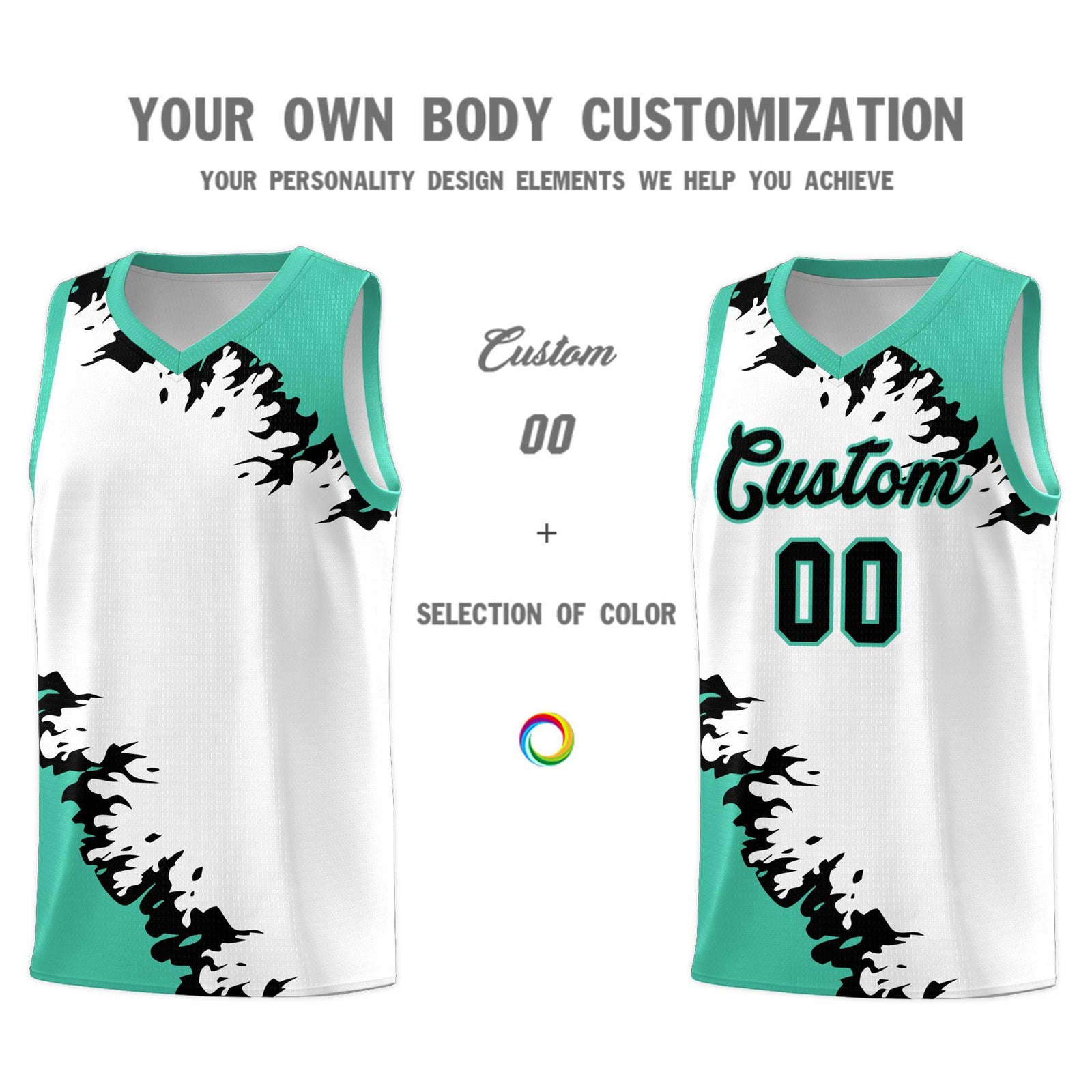 Custom White Black-Bright Green Sparkle Print Pattern Basketball Kits