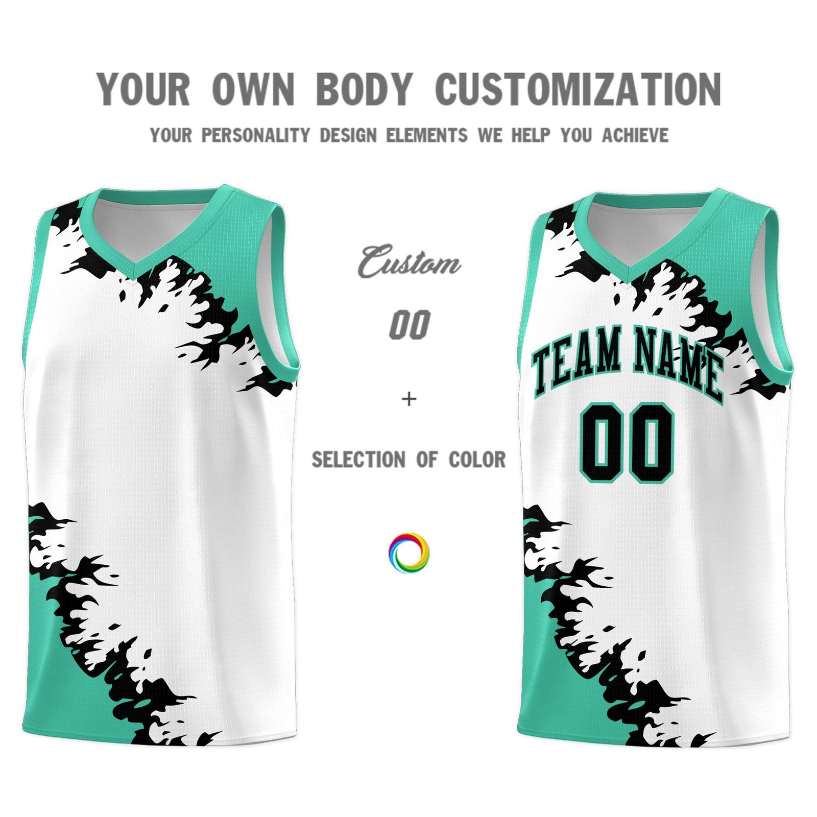 Custom White Black-Bright Green Sparkle Print Pattern Basketball Kits