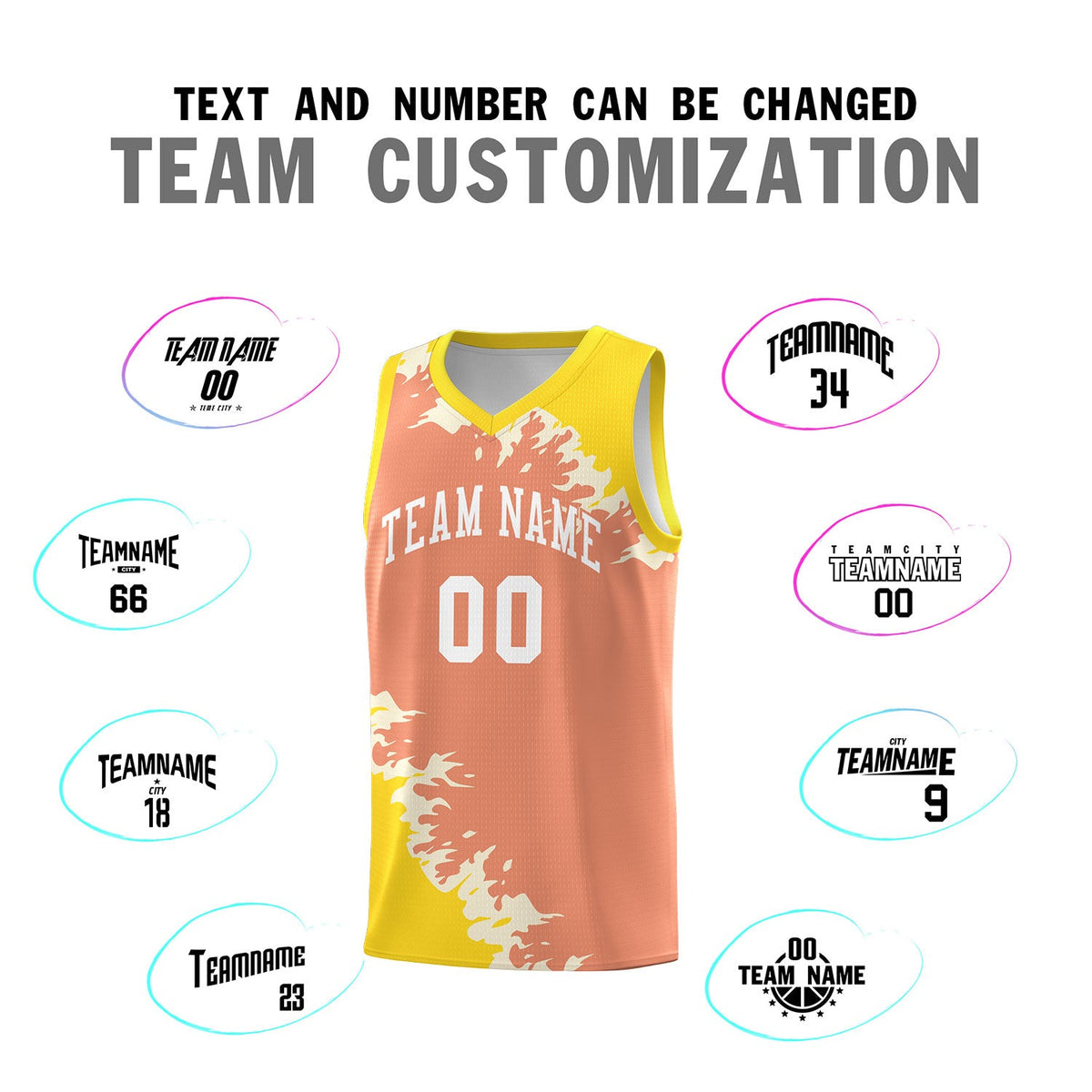 Custom Light Orange Gold-Cream Sparkle Print Pattern Basketball Kits