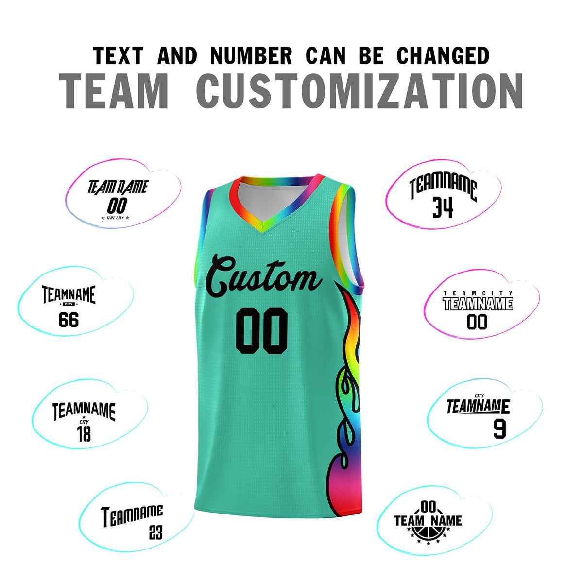 Custom Bright Green Side Flame Pattern Fashion Sports Uniform Basketball Jersey