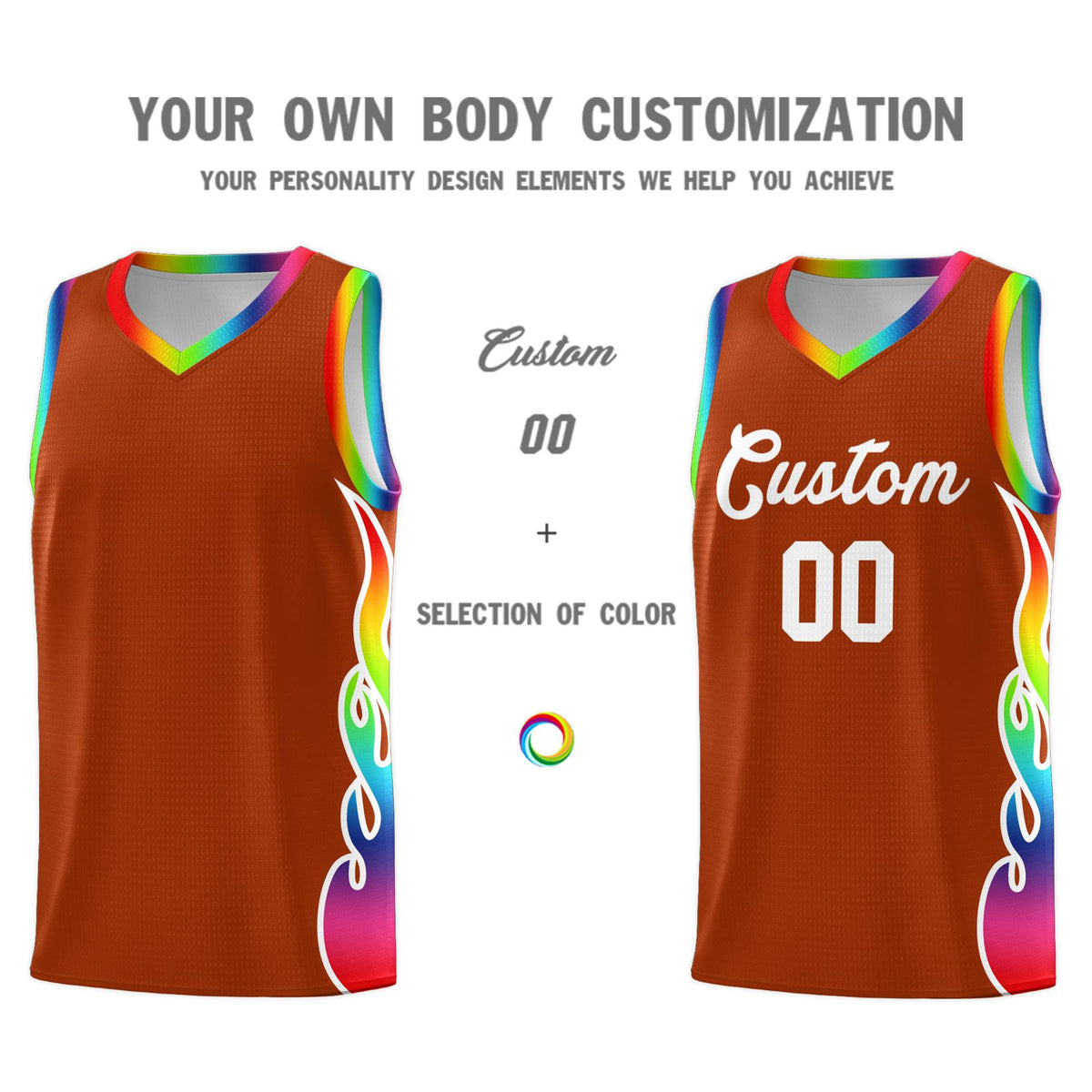 Custom Texas Orange Side Flame Pattern Fashion Sports Uniform Basketball Jersey