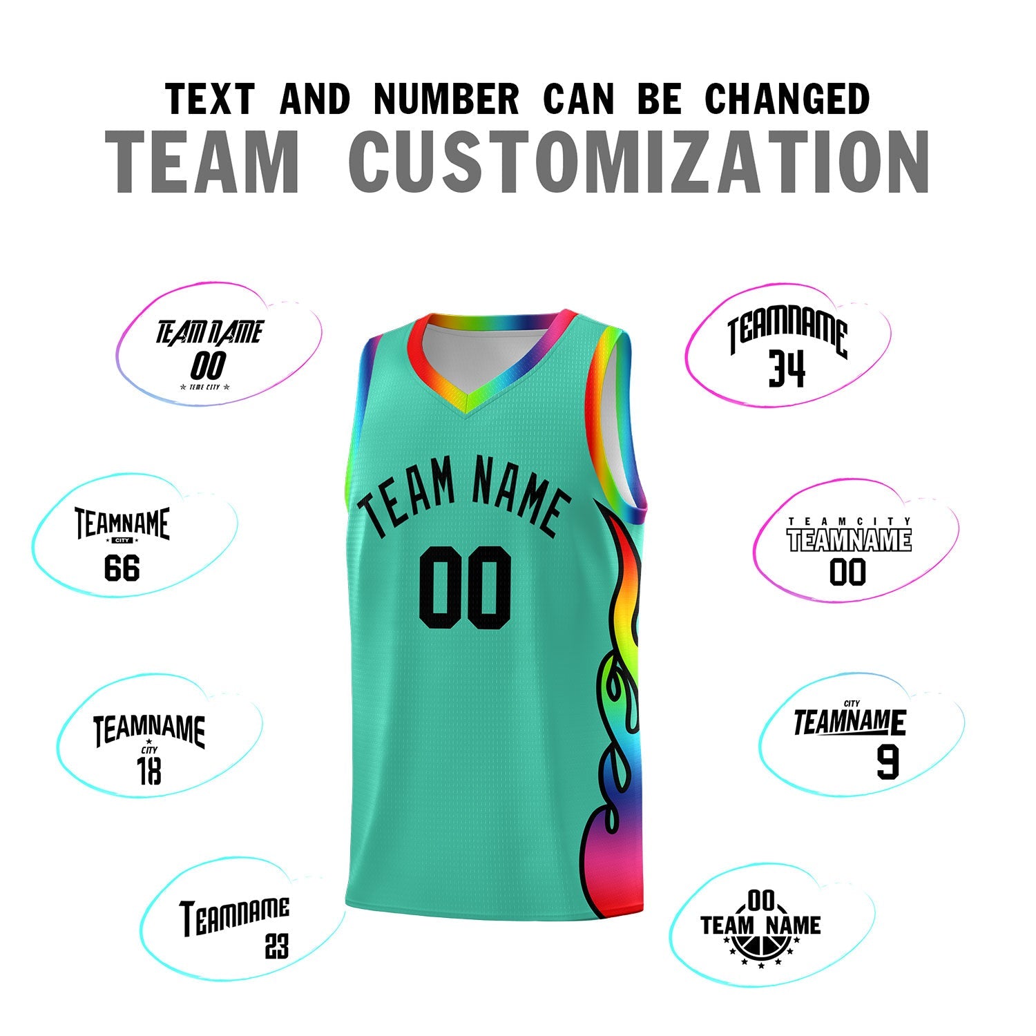 Custom Bright Green Side Flame Pattern Fashion Sports Uniform Basketball Jersey