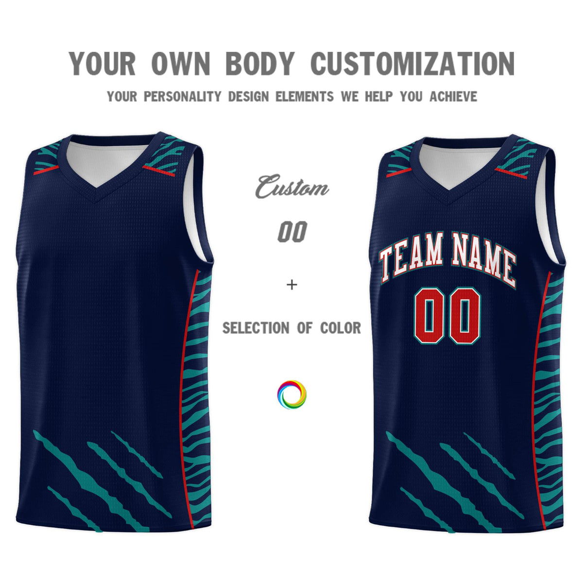 Custom Navy Personalized Tiger Claw Pattern Sports Uniform Basketball Jersey