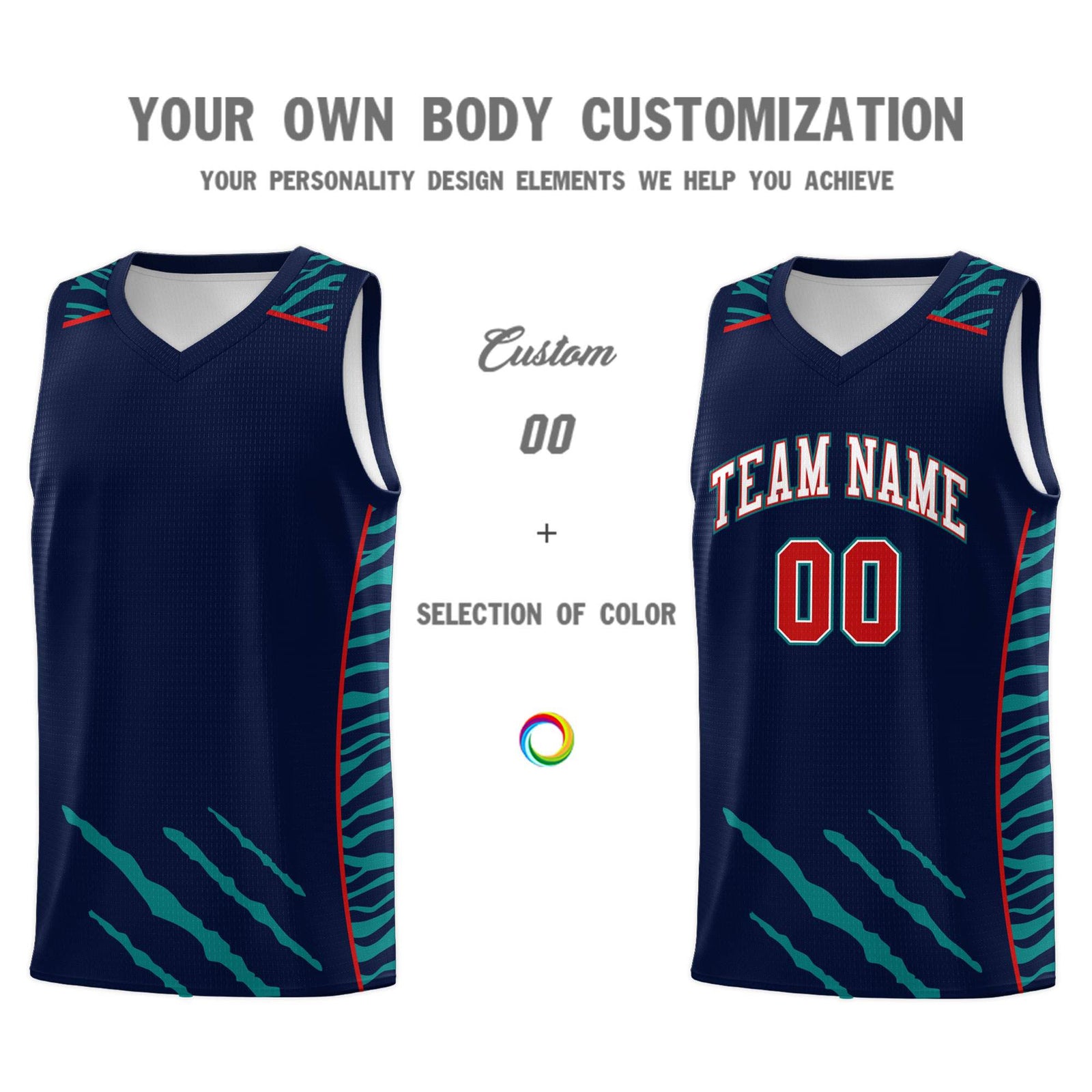 Custom Navy Personalized Tiger Claw Pattern Sports Uniform Basketball Jersey