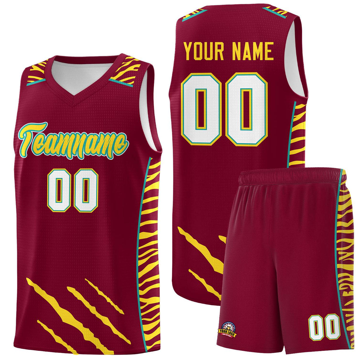 Custom Crimson Personalized Tiger Claw Pattern Sports Uniform Basketball Jersey