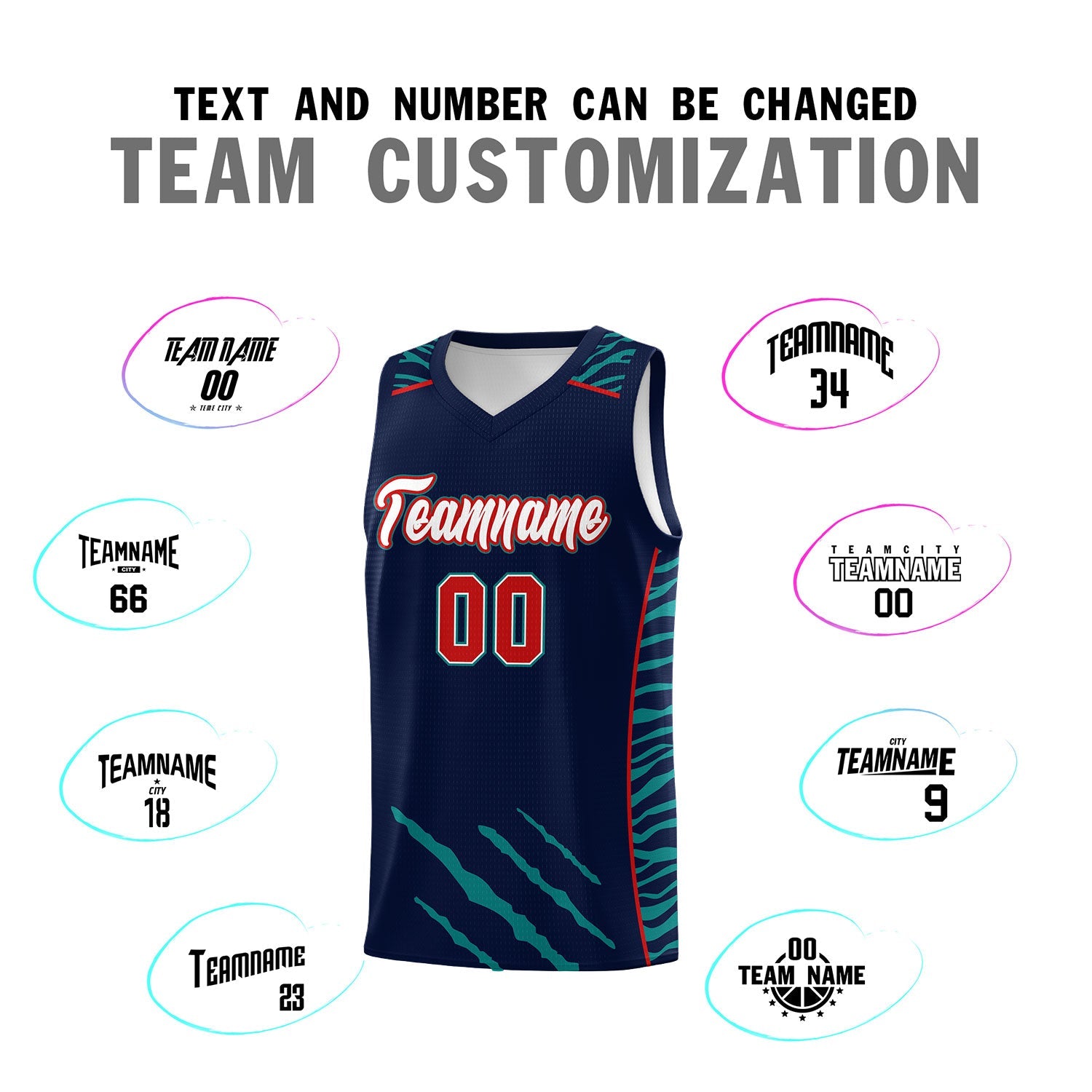 Custom Navy Personalized Tiger Claw Pattern Sports Uniform Basketball Jersey