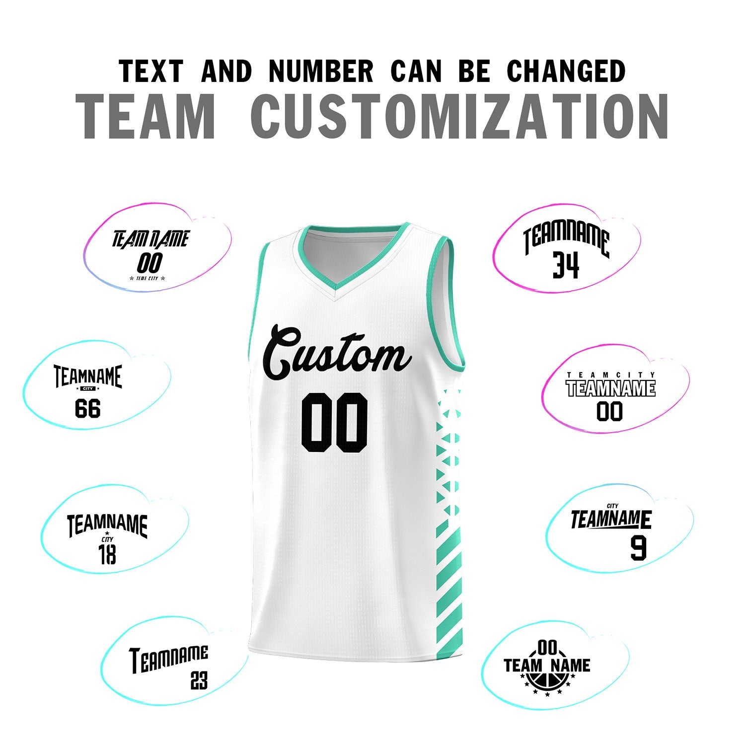 Custom White Bright Green Side Diamond Shapes Stripes Basketball Jersey | For Men,Sublimation Printed,Perfect for Teams,Perfect for Coaches | KXKSHOP