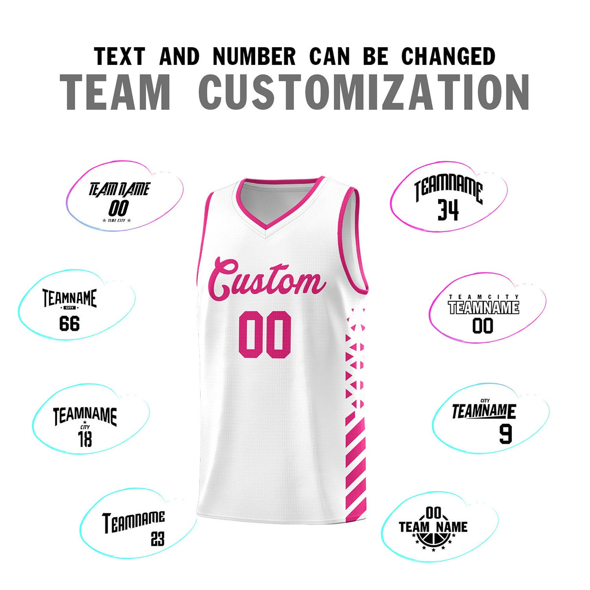 Custom White Rose Red Side Diamond Shapes Stripes Basketball Jersey | For Men,Sublimation Printed,Perfect for Teams,Perfect for Coaches | KXKSHOP