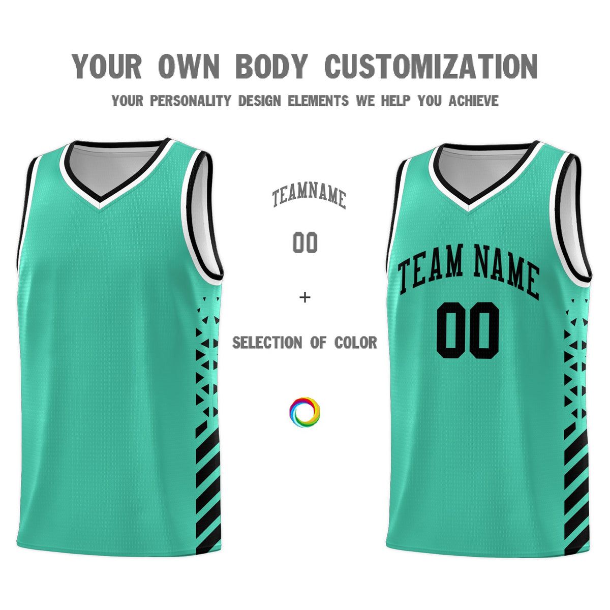 Custom Bright Green Black White Side Diamond Shapes Stripes Basketball Jersey | For Men,Sublimation Printed,Perfect for Teams,Perfect for Coaches | KXKSHOP
