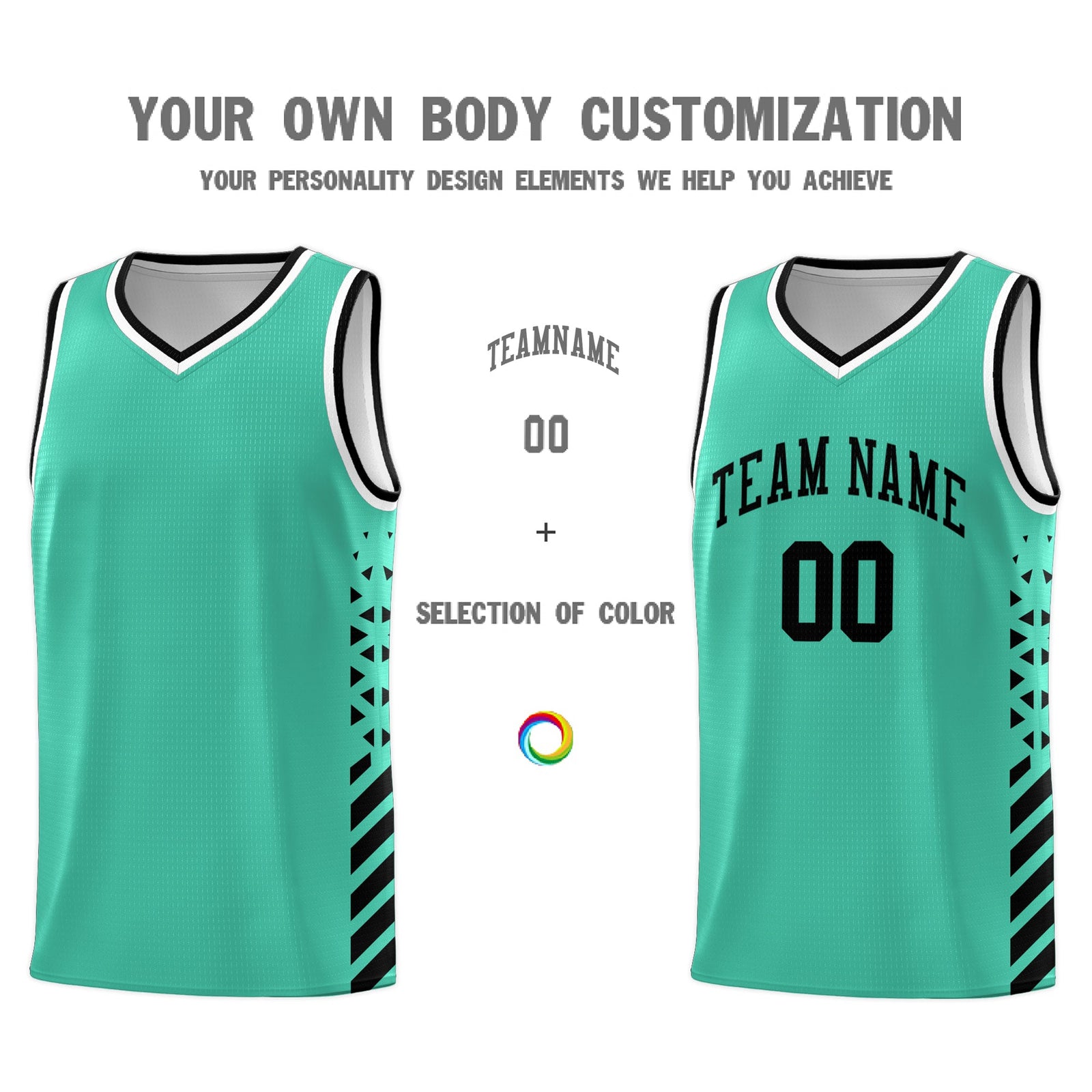 Custom Bright Green Black White Side Diamond Shapes Stripes Basketball Jersey | For Men,Sublimation Printed,Perfect for Teams,Perfect for Coaches | KXKSHOP