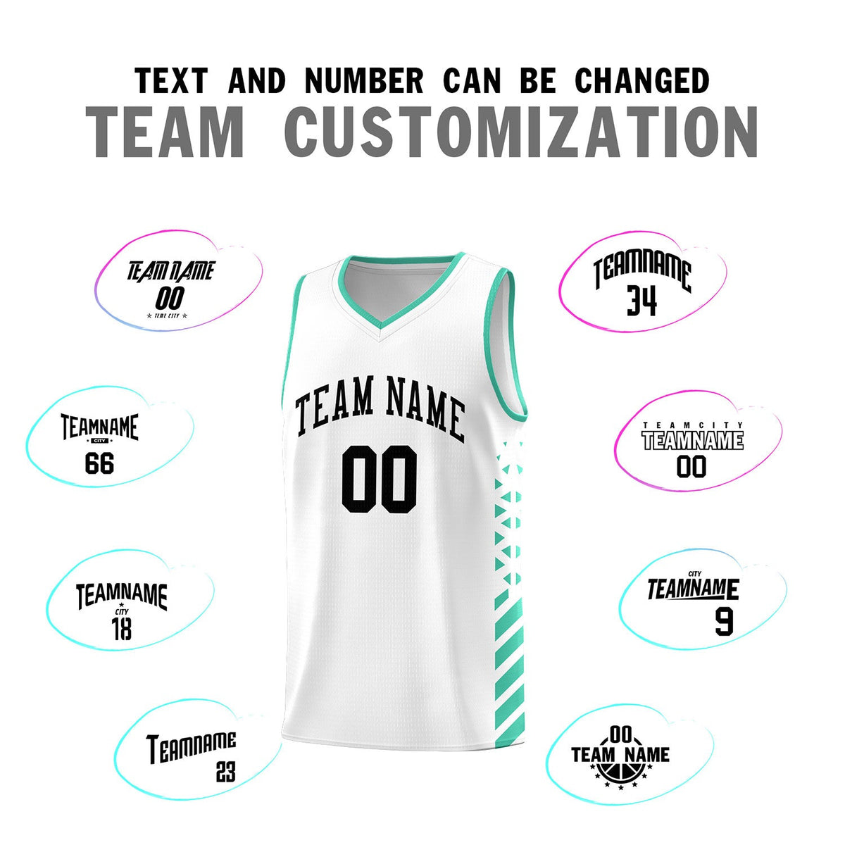 Custom White Bright Green Side Diamond Shapes Stripes Basketball Jersey | For Men,Sublimation Printed,Perfect for Teams,Perfect for Coaches | KXKSHOP