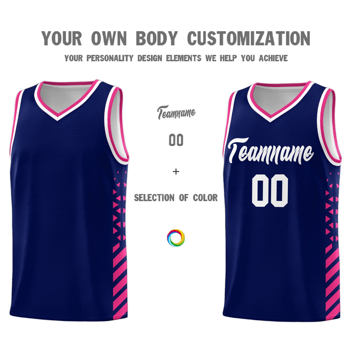 Custom Navy Rose Red White Side Diamond Shapes Stripes Basketball Jersey | For Men,Sublimation Printed,Perfect for Teams,Perfect for Coaches | KXKSHOP