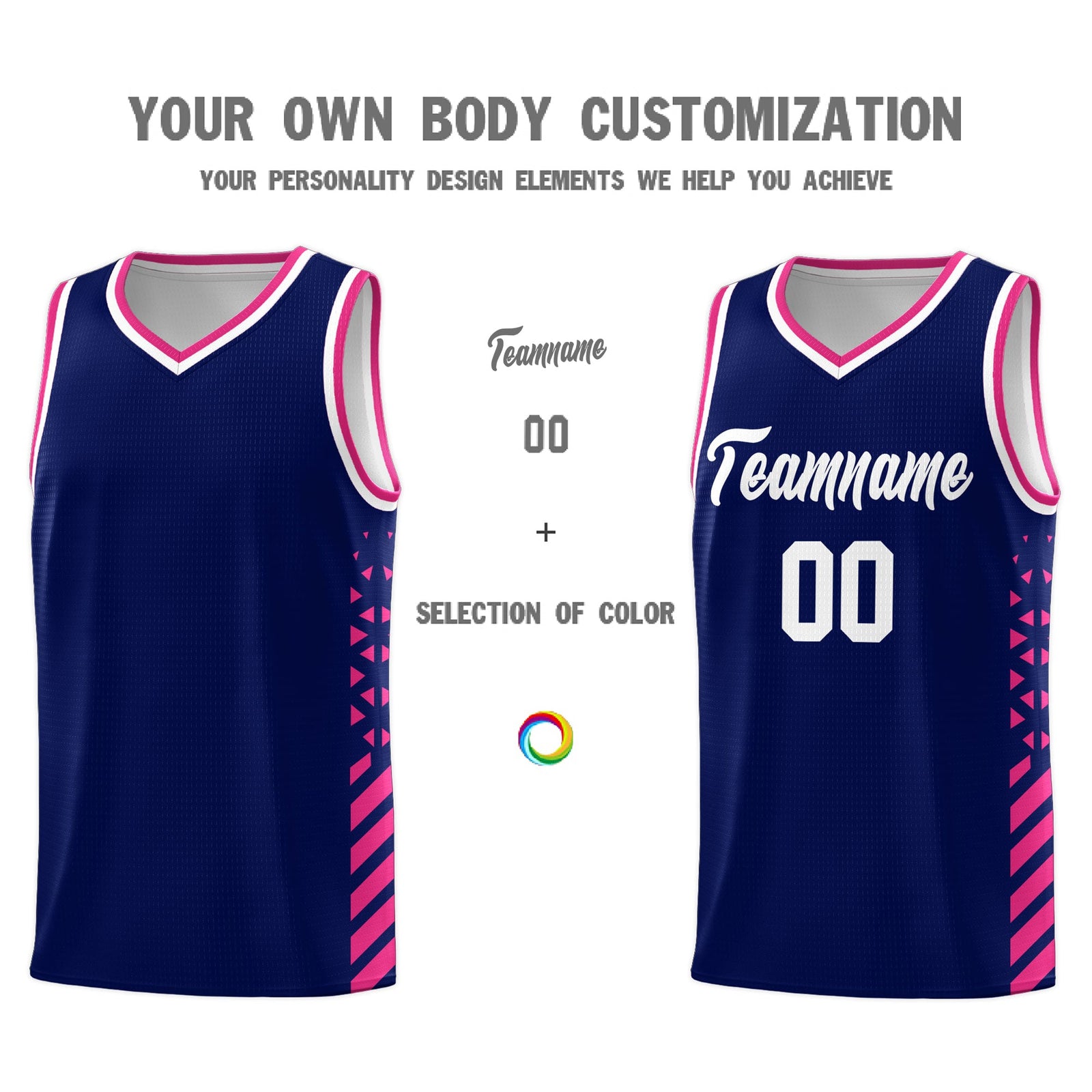 Custom Navy Rose Red White Side Diamond Shapes Stripes Basketball Jersey | For Men,Sublimation Printed,Perfect for Teams,Perfect for Coaches | KXKSHOP