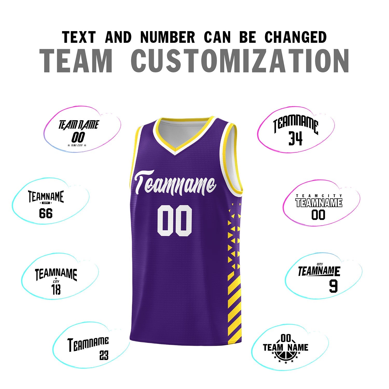 Custom Purple Gold White Side Diamond Shapes Stripes Basketball Jersey | For Men,Sublimation Printed,Perfect for Teams,Perfect for Coaches | KXKSHOP