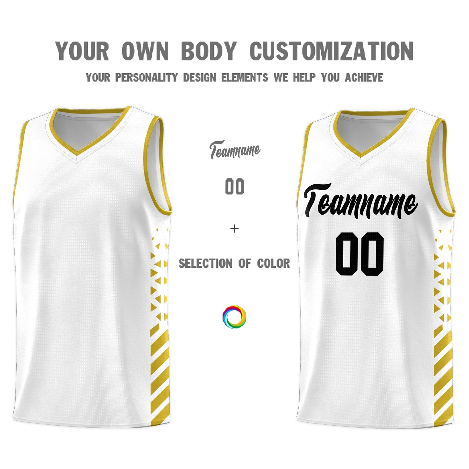 Custom White Old Gold Side Diamond Shapes Stripes Basketball Jersey | For Men,Sublimation Printed,Perfect for Teams,Perfect for Coaches | KXKSHOP