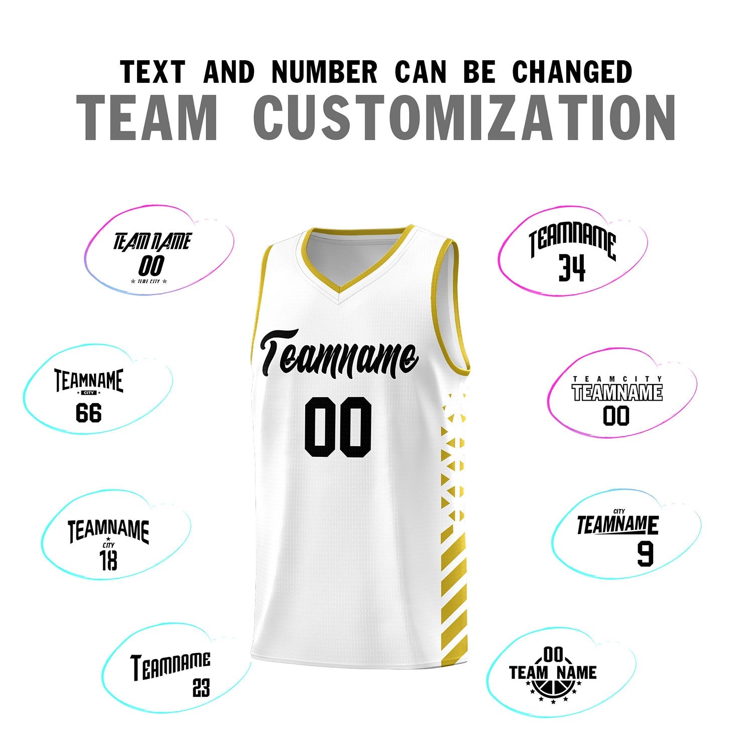 Custom White Old Gold Side Diamond Shapes Stripes Basketball Jersey | For Men,Sublimation Printed,Perfect for Teams,Perfect for Coaches | KXKSHOP
