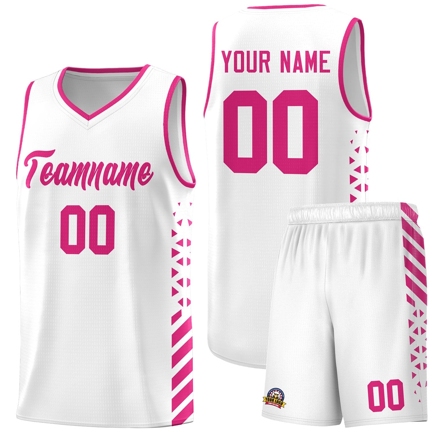Custom White Rose Red Side Diamond Shapes Stripes Basketball Jersey | For Men,Sublimation Printed,Perfect for Teams,Perfect for Coaches | KXKSHOP