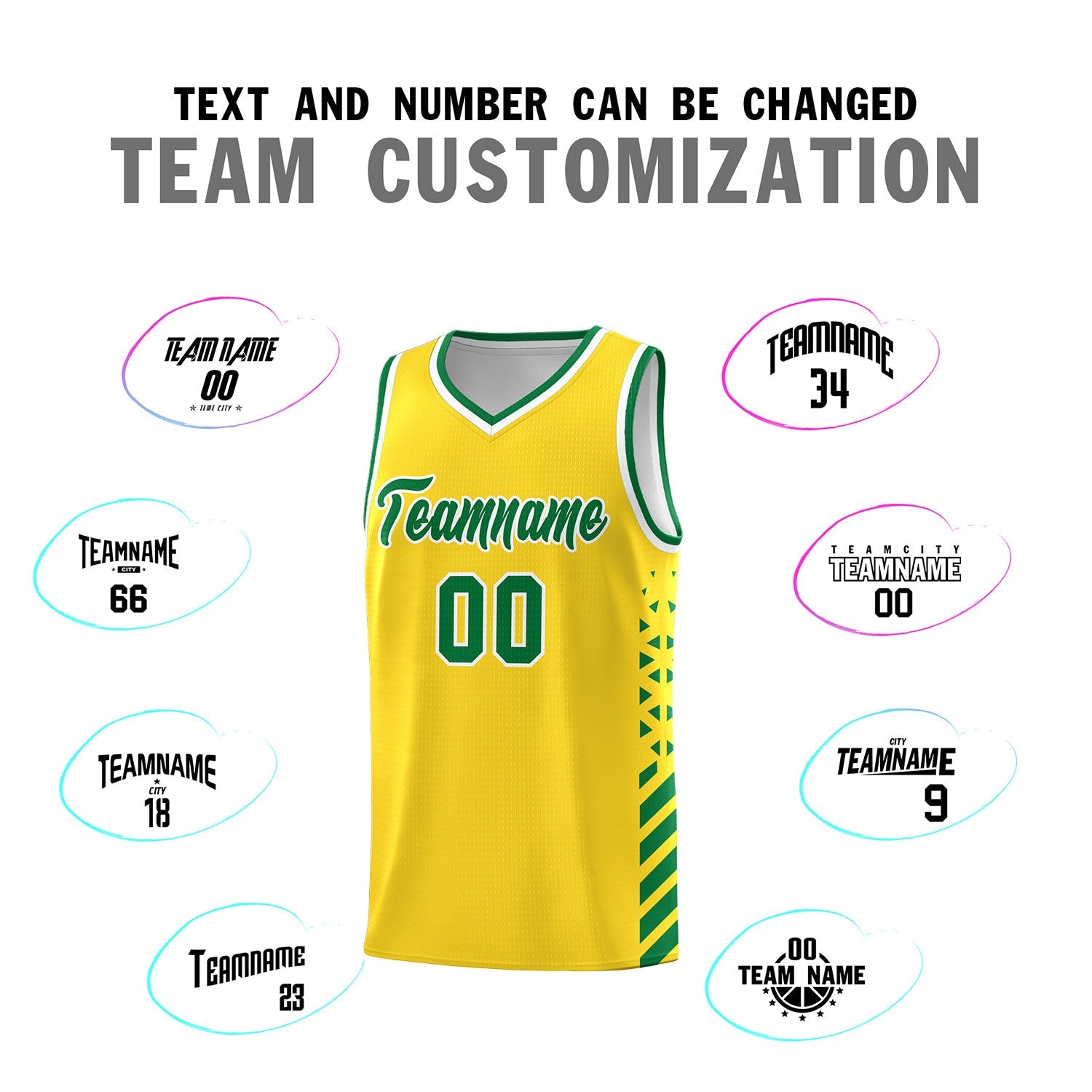 Custom Gold Kelly Green White Side Diamond Shapes Stripes Basketball Jersey | For Men,Sublimation Printed,Perfect for Teams,Perfect for Coaches | KXKSHOP