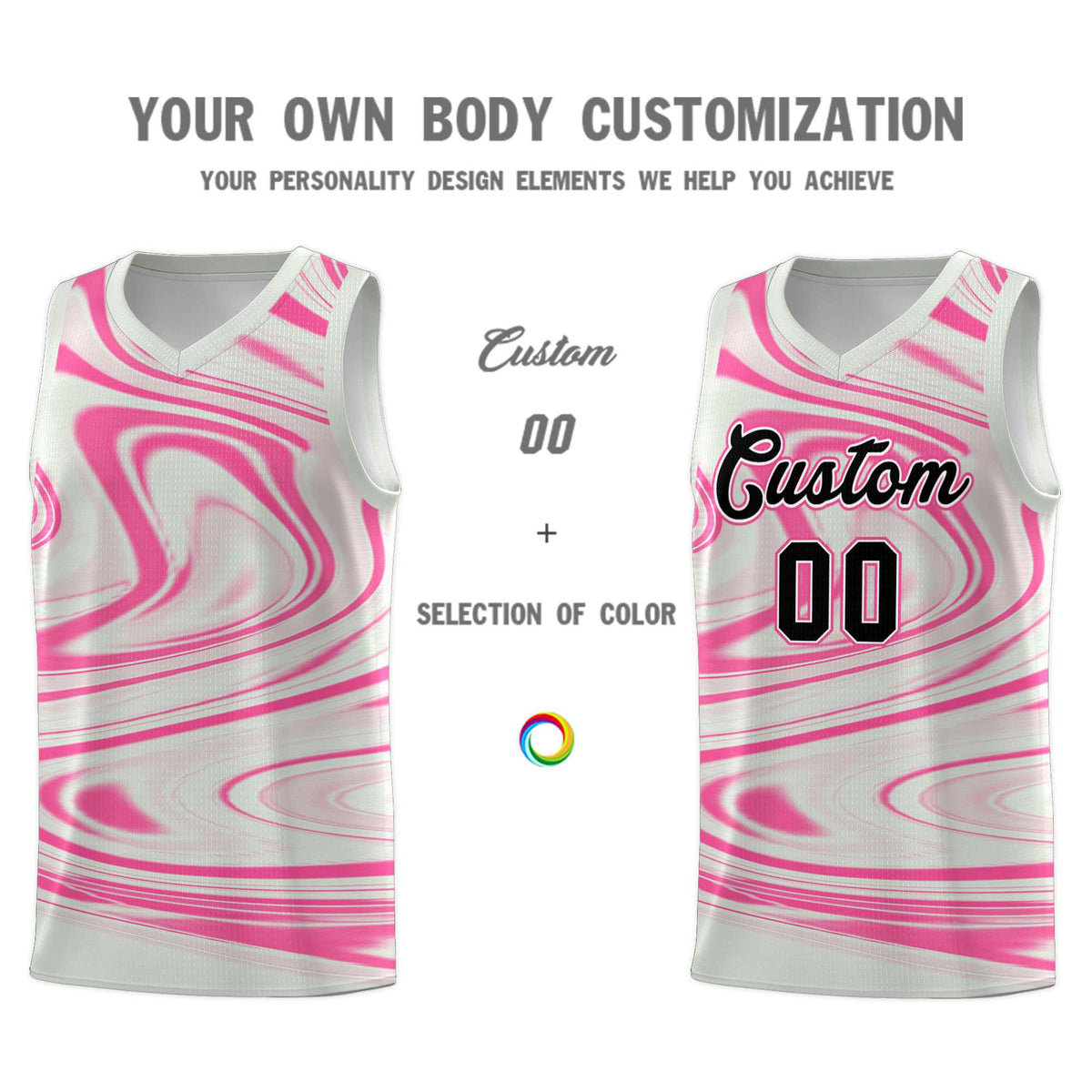 Custom Gray Pink Graffiti Pattern Fluids Style Sports Uniform Basketball Jersey Sets