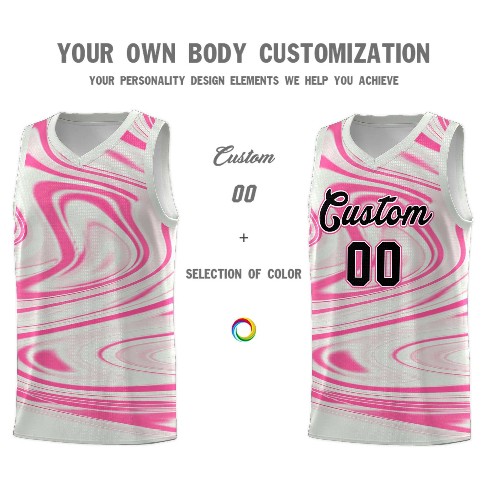 Custom Gray Pink Graffiti Pattern Fluids Style Sports Uniform Basketball Jersey Sets