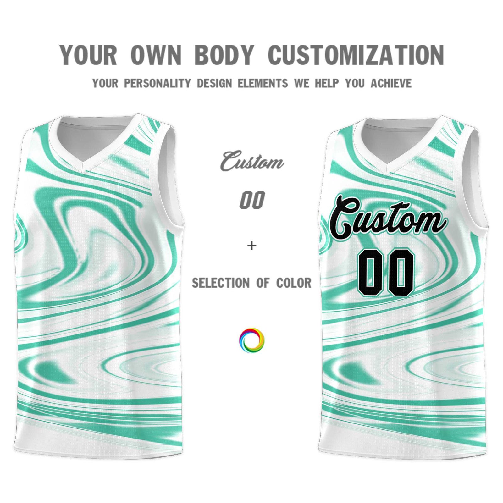 Custom White Bright Green Graffiti Pattern Fluids Style Sports Uniform Basketball Jersey Sets