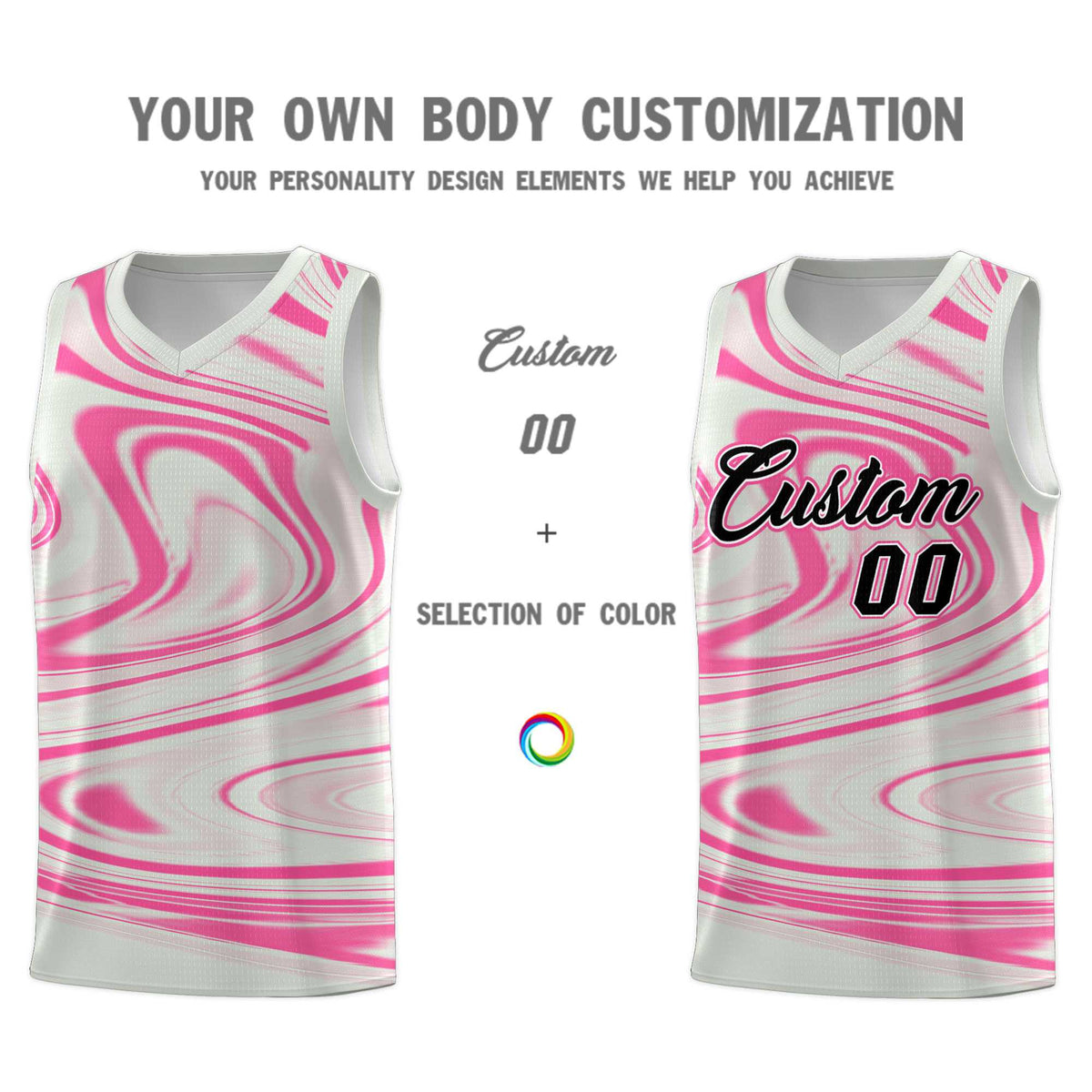 Custom Gray Pink Graffiti Pattern Fluids Style Sports Uniform Basketball Jersey Sets