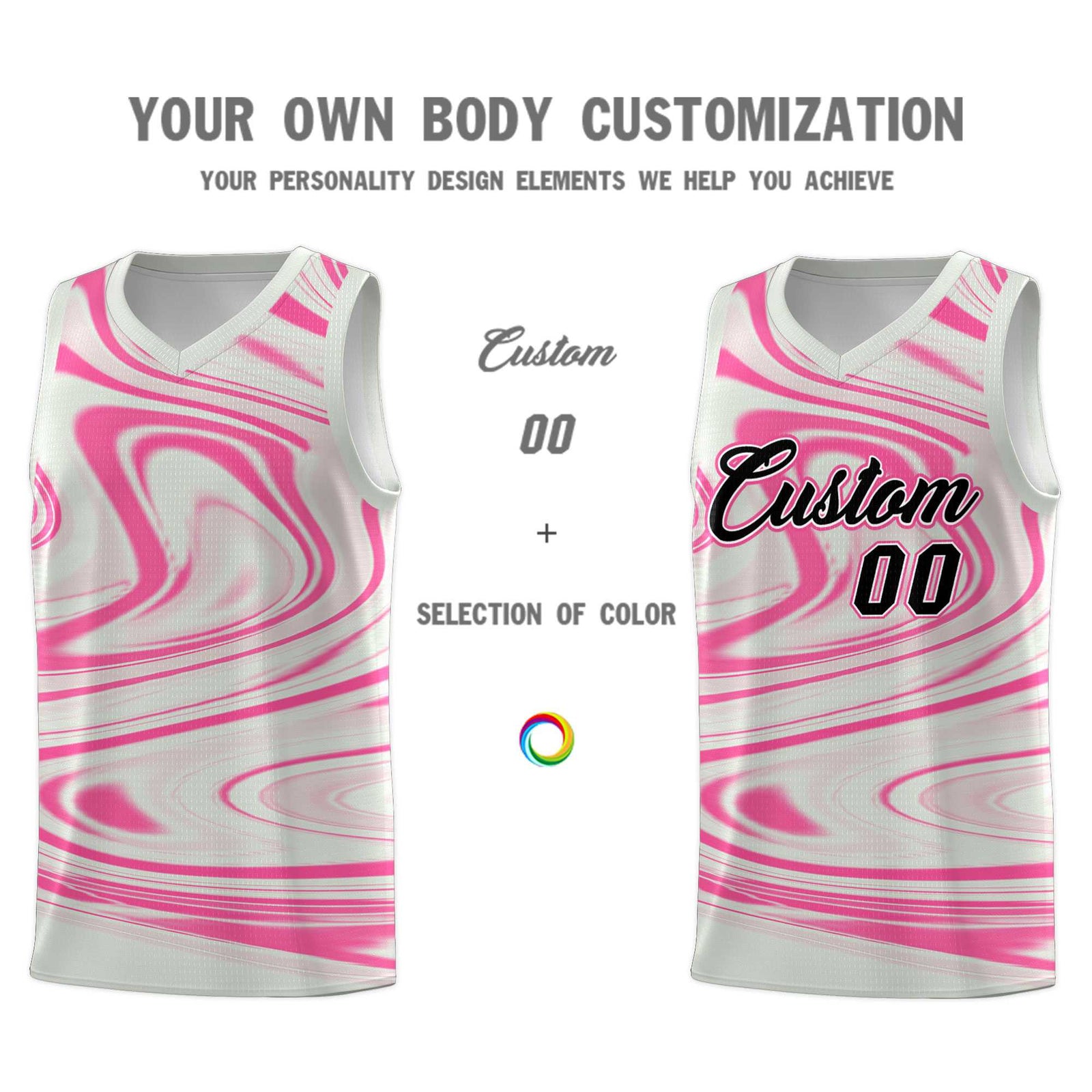 Custom Gray Pink Graffiti Pattern Fluids Style Sports Uniform Basketball Jersey Sets