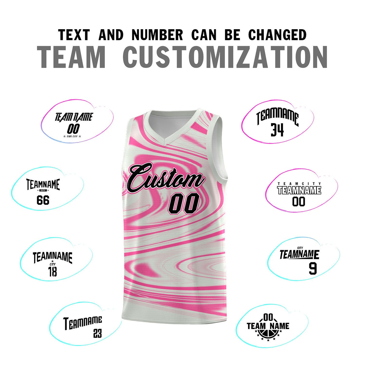 Custom Gray Pink Graffiti Pattern Fluids Style Sports Uniform Basketball Jersey Sets