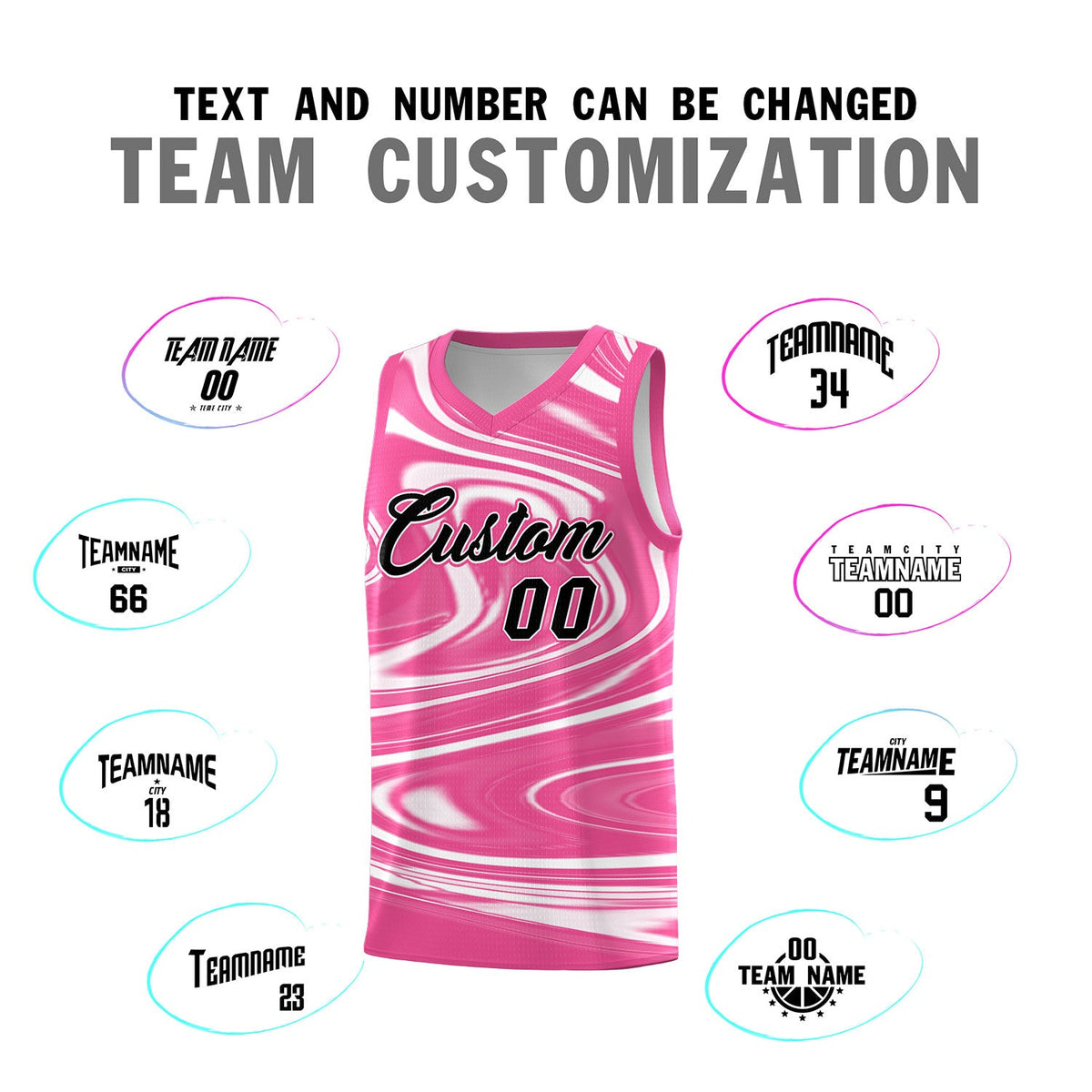 Custom Pink White Graffiti Pattern Fluids Style Sports Uniform Basketball Jersey Sets