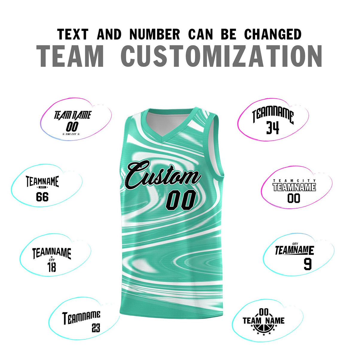 Custom Bright Green White Graffiti Pattern Fluids Style Sports Uniform Basketball Jersey Sets