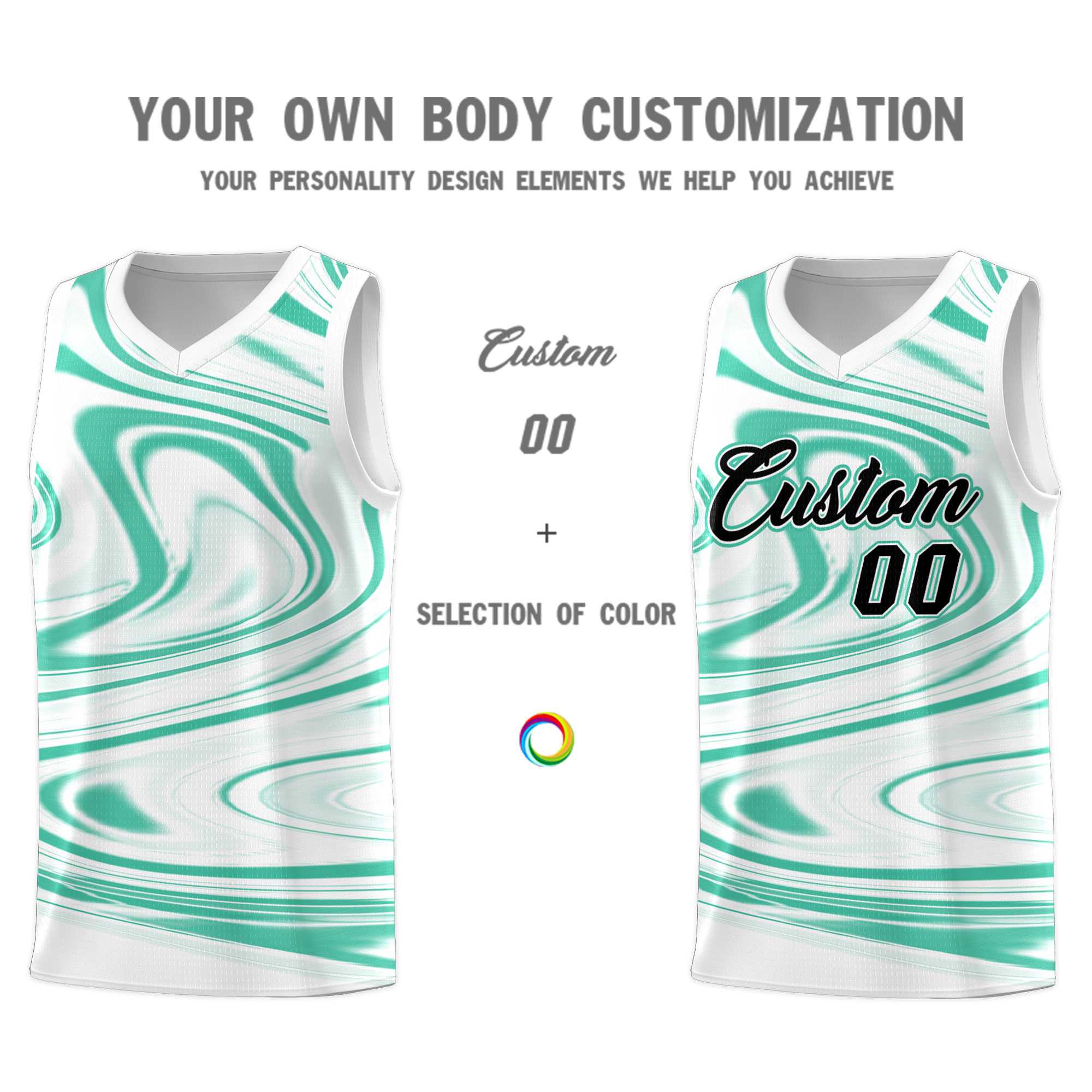 Custom White Bright Green Graffiti Pattern Fluids Style Sports Uniform Basketball Jersey Sets