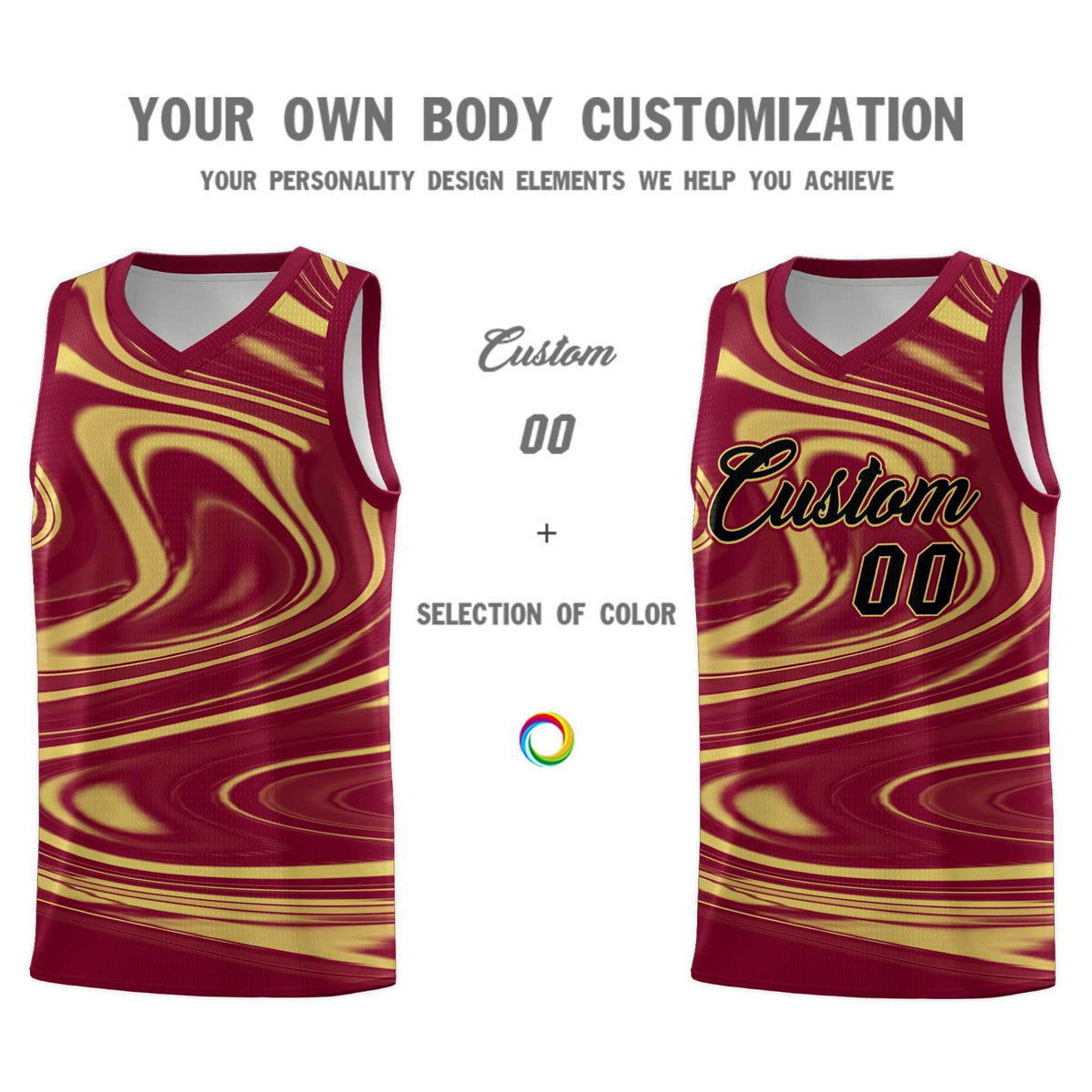 Custom Crimson Khaki Graffiti Pattern Fluids Style Sports Uniform Basketball Jersey Sets