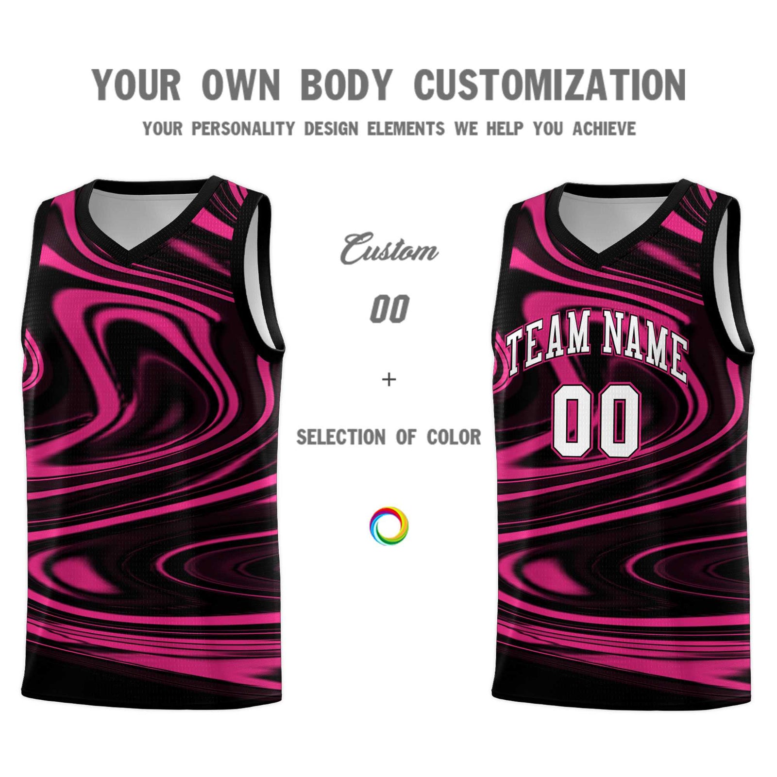 Custom Black Pink Graffiti Pattern Fluids Style Sports Uniform Basketball Jersey Sets