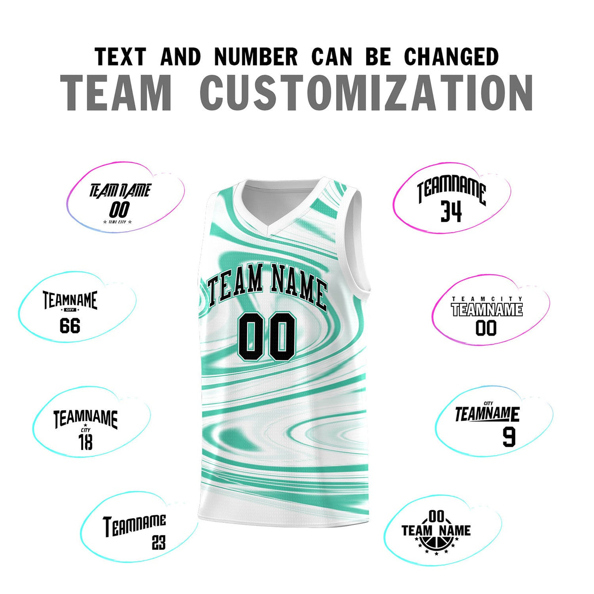 Custom White Bright Green Graffiti Pattern Fluids Style Sports Uniform Basketball Jersey Sets