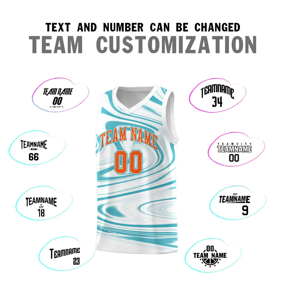 Custom White Aqua Graffiti Pattern Fluids Style Sports Uniform Basketball Jersey Sets