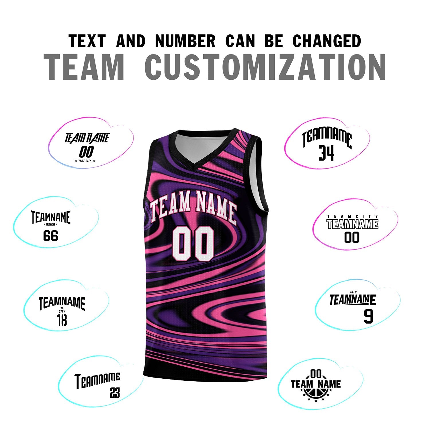 Custom Black Purple Graffiti Pattern Fluids Style Sports Uniform Basketball Jersey Sets