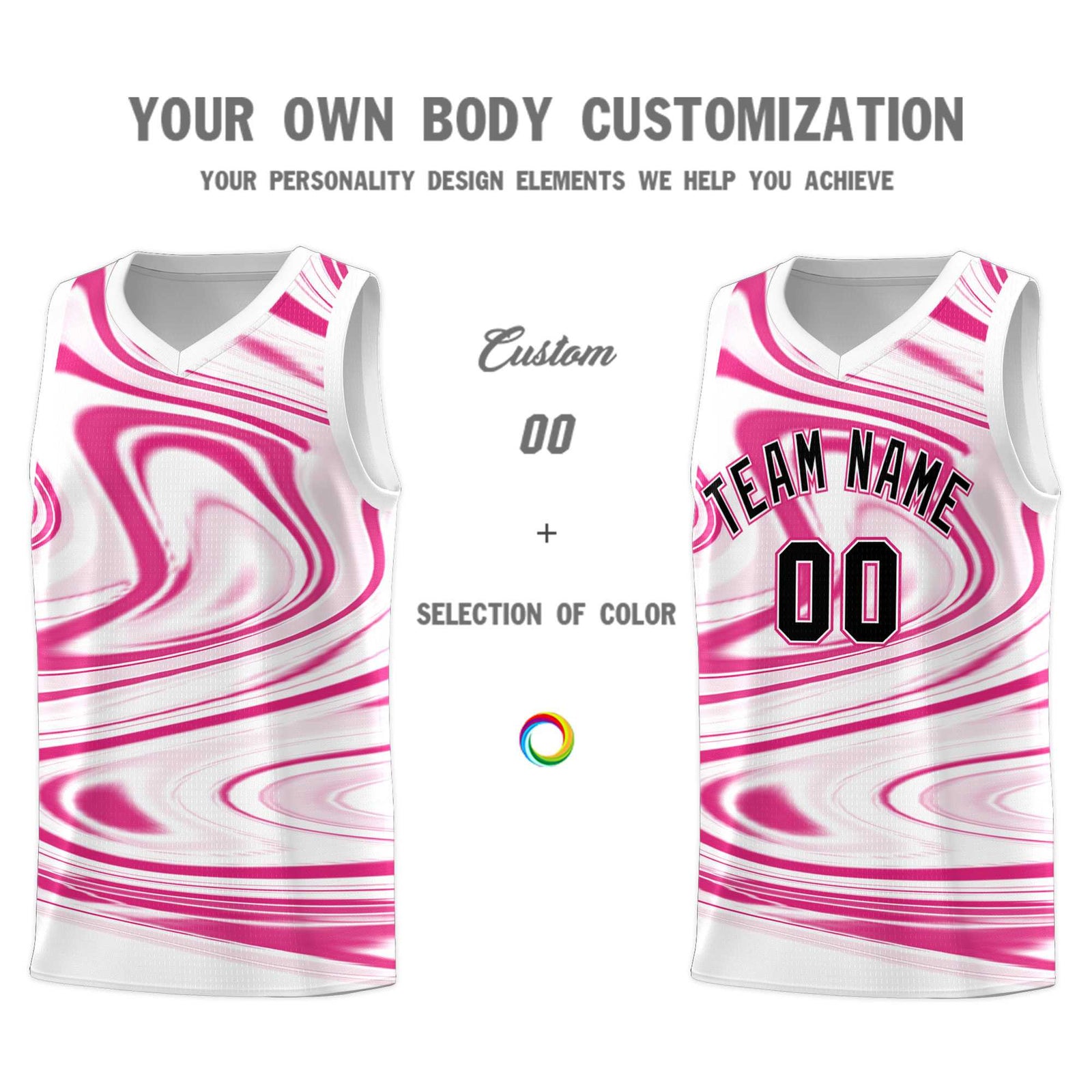 Custom White Pink Graffiti Pattern Fluids Style Sports Uniform Basketball Jersey Sets