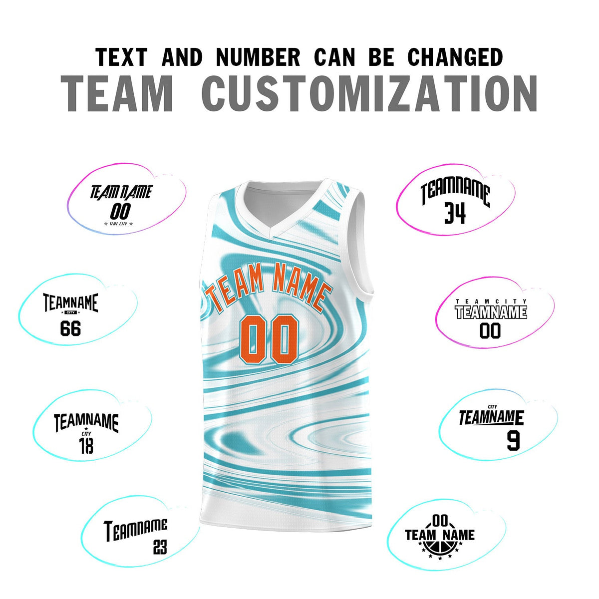 Custom White Aqua Graffiti Pattern Fluids Style Sports Uniform Basketball Jersey Sets