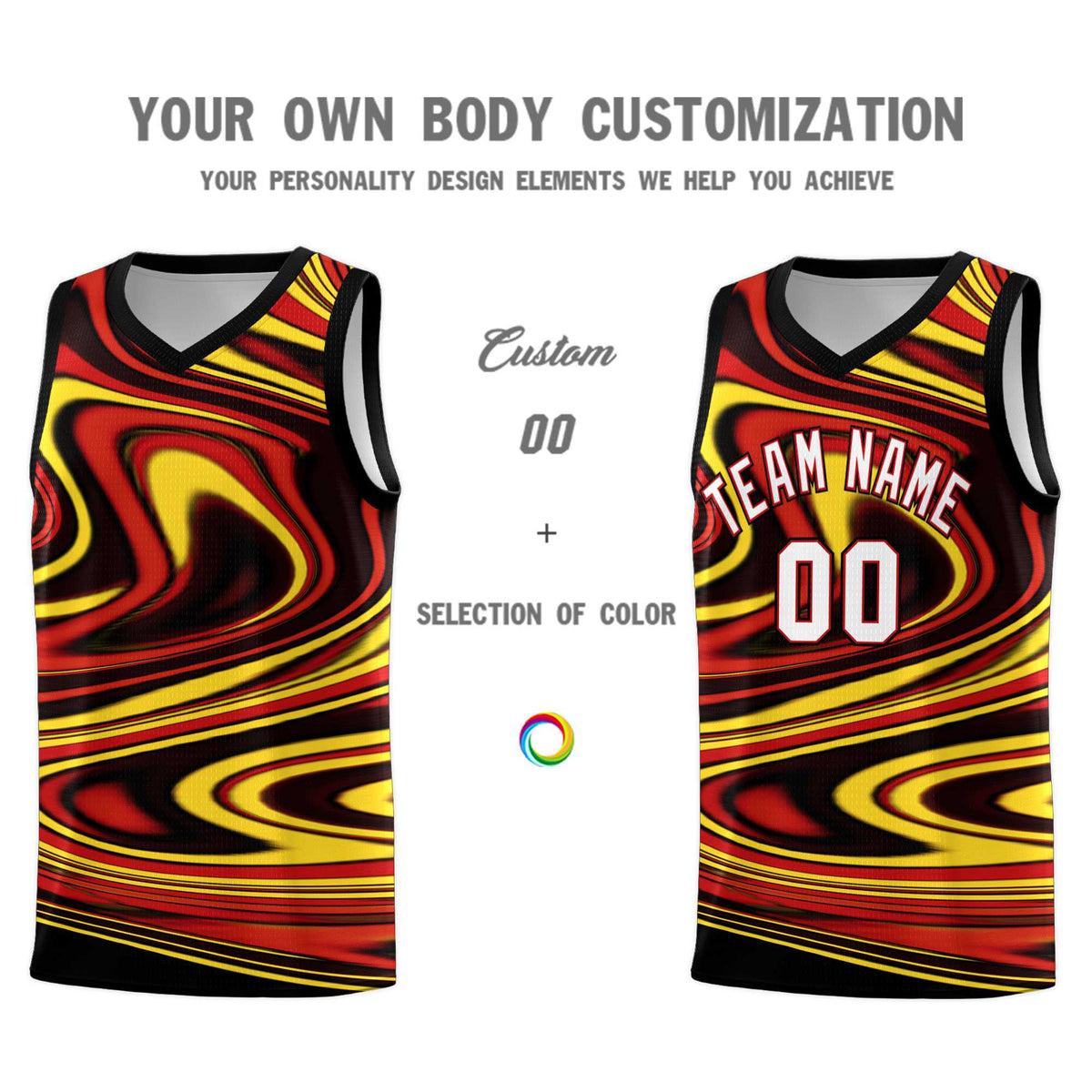 Custom Black Red Graffiti Pattern Fluids Style Sports Uniform Basketball Jersey Sets