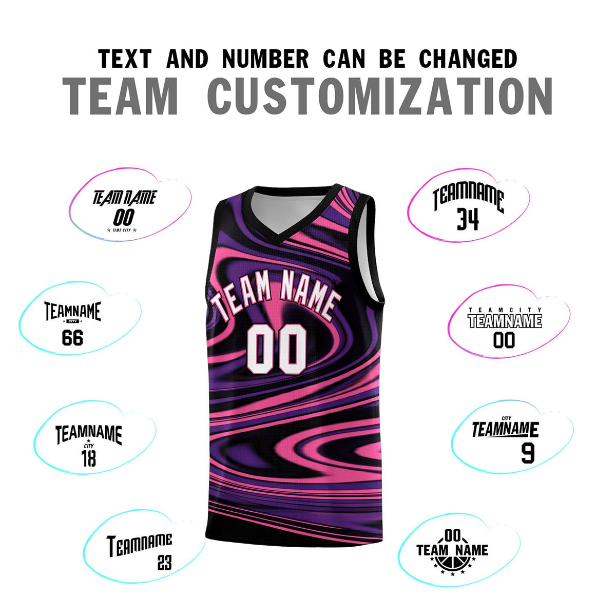 Custom Black Purple Graffiti Pattern Fluids Style Sports Uniform Basketball Jersey Sets