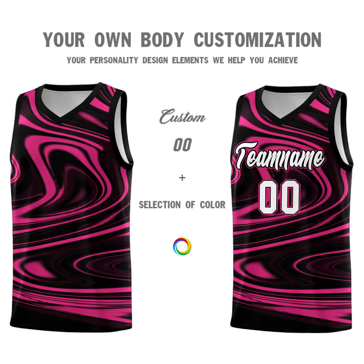 Custom Black Pink Graffiti Pattern Fluids Style Sports Uniform Basketball Jersey Sets