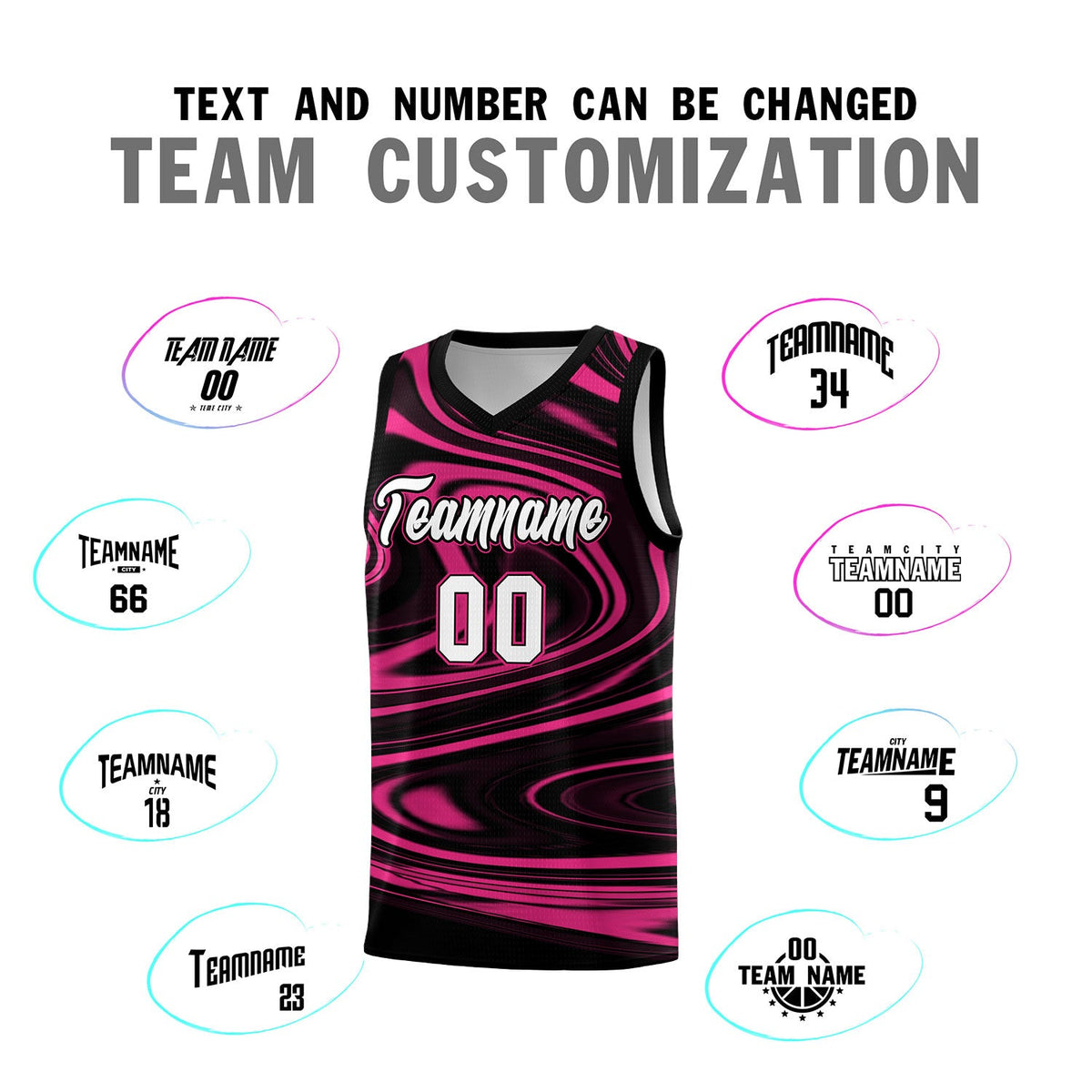 Custom Black Pink Graffiti Pattern Fluids Style Sports Uniform Basketball Jersey Sets